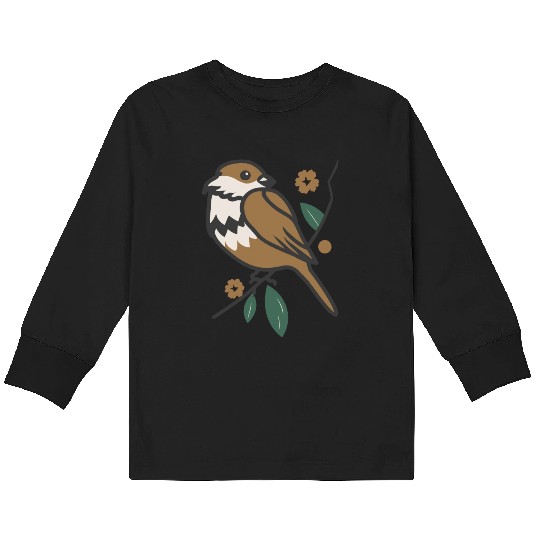 Sparrow Bird On A Branch Kids Long Sleeve T Shirts