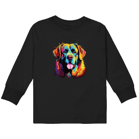 Watercolor Colorful Great Pyrenees Kids Long Sleeve T Shirts