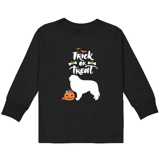 Trick Or Treat Great Pyrenees Dog Halloween Kids Long Sleeve T Shirts