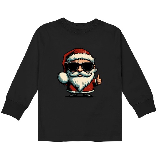 Funny Trendy Santa Claus Retro Street Art Kids Long Sleeve T Shirts