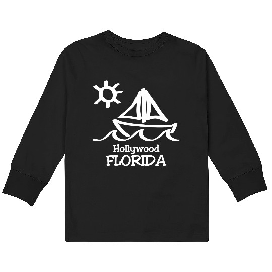 Hollywood Florida Sailboat Souvenirs Gifts Kids Long Sleeve T Shirts