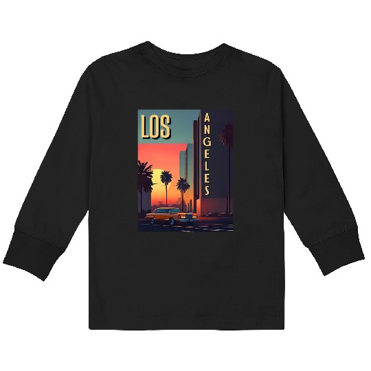 Vintage car in Hollywood Los Angeles Kids Long Sleeve T Shirts