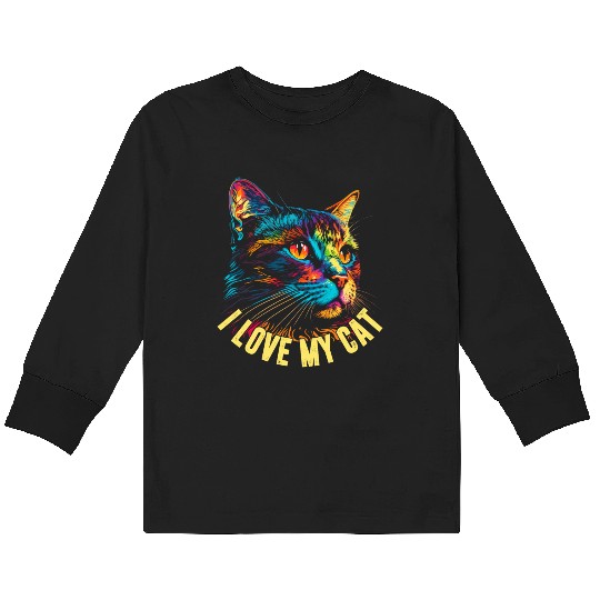 I Love My Cat Kids Long Sleeve T Shirts
