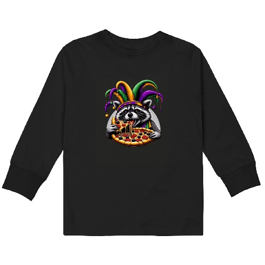 Mardi Gras raccoon with fool's hat Kids Long Sleeve T Shirts