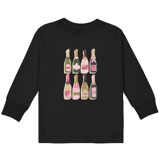 Champagne Bottles New Year Eves 2022 Py Kids Long Sleeve T Shirts