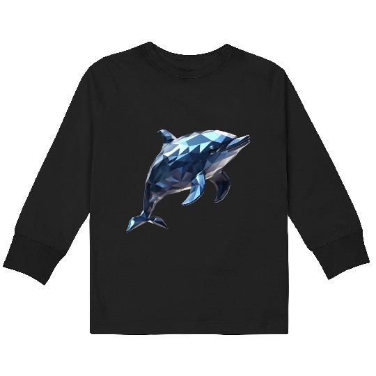 Geometric Style Dolphin Kids Long Sleeve T Shirts