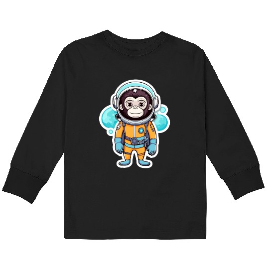 Monkey Ape Astronaut Illustration Kids Long Sleeve T Shirts