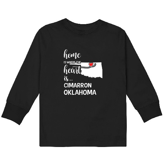 Cimarron County Oklahoma Is Where My Heart Is Gift Kids Long Sleeve T Shirts
