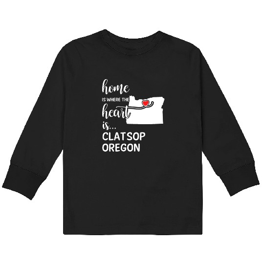 Clatsop County Oregon Is Where My Heart Is Gift Kids Long Sleeve T Shirts