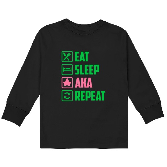 Eat Sleep AKA Repeat Alpha Kappa Alpha Womens Gift Kids Long Sleeve T Shirts