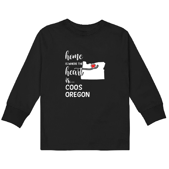 Coos County Oregon Is Where My Heart Is Gift Kids Long Sleeve T Shirts