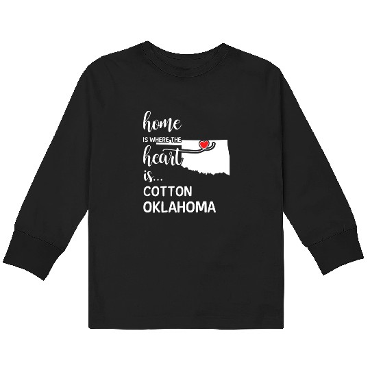 Cotton County Oklahoma Is Where My Heart Is Gift Kids Long Sleeve T Shirts