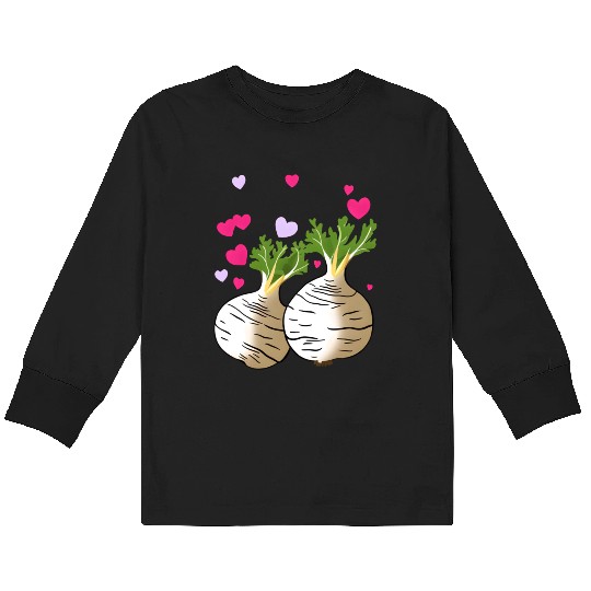 Turnip Love Hearts Valentine's Day Kids Long Sleeve T Shirts