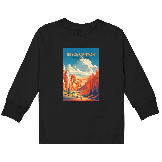 Bryce Canyon National Park Travel Art Vintage Kids Long Sleeve T Shirts