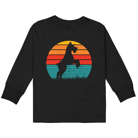 Schnauzer Dog Sunset Kids Long Sleeve T Shirts