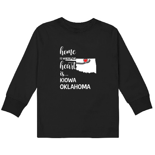 Kiowa County Oklahoma Is Where My Heart Is Gift Kids Long Sleeve T Shirts