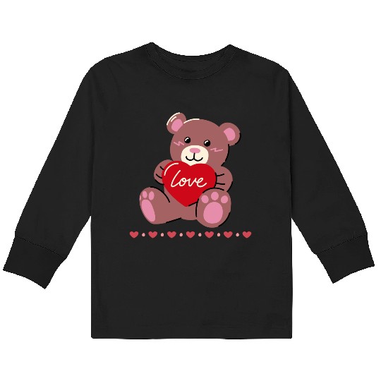 Happy Valentines Day Cute Bear Collections Kids Long Sleeve T Shirts