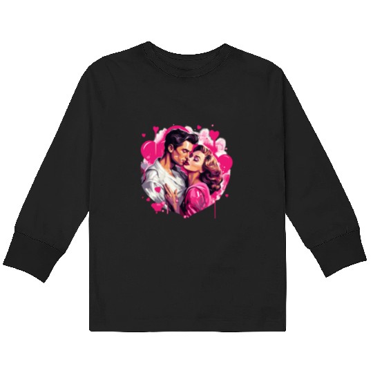 Valentine's Day, Hollywood Lovers Vintage Poster Kids Long Sleeve T Shirts