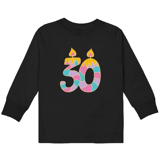 Happy Birthday 30th Age Number Kids Long Sleeve T Shirts