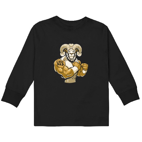 Sheep Biceps Tattoo I Love Dad Kids Long Sleeve T Shirts