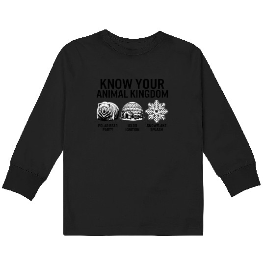 Winter Kids Long Sleeve T Shirts, Know Your Animal Kingdom Polar Bear