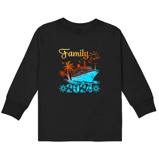 Family Cruise 2024 Funny Summer Vacation squad Kids Long Sleeve T Shirts
