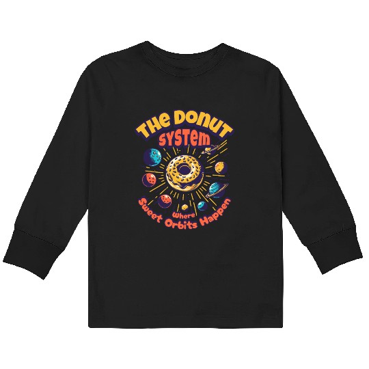 Donut Solar System Kids Long Sleeve T Shirts