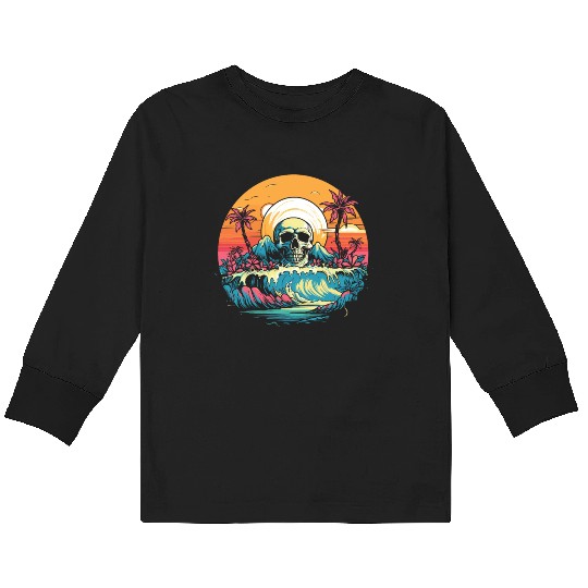 Surfing Surfer Skull Nature Kids Long Sleeve T Shirts