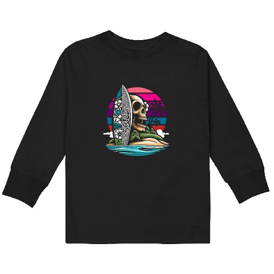 Surfing Surfer Skull Nature Kids Long Sleeve T Shirts