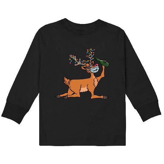 Drunk Reindeer Party-goer Gift Kids Long Sleeve T Shirts