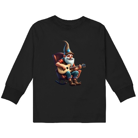 A Father's Day Gnome as a rockstar dad Kids Long Sleeve T Shirts
