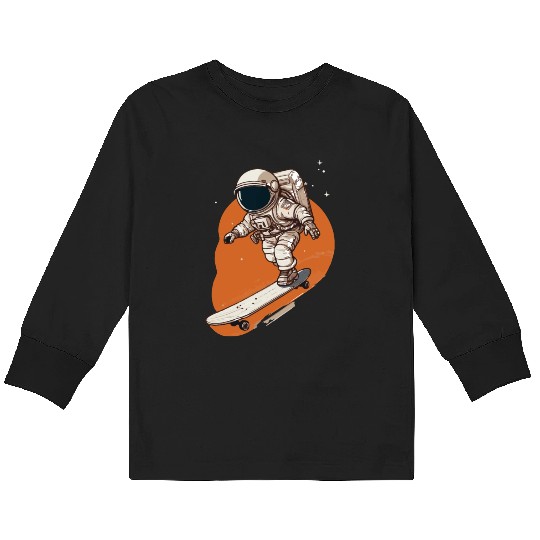 skateboarding astronaut Kids Long Sleeve T Shirts