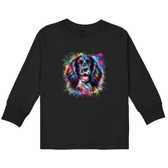 Watercolor Colorful English Springer Spaniel Kids Long Sleeve T Shirts