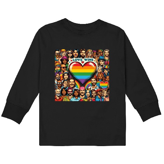 Love Wins LGBT Pride Month Vibrant Design Kids Long Sleeve T Shirts