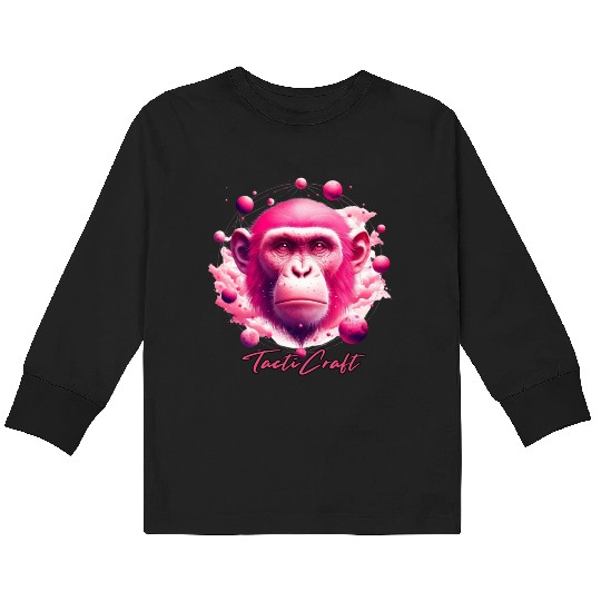 TactiCraft Pink Ape Galaxy Kids Long Sleeve T Shirts