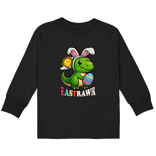 EASTRAWR DINOSAUR EASTER Kids Long Sleeve T Shirts