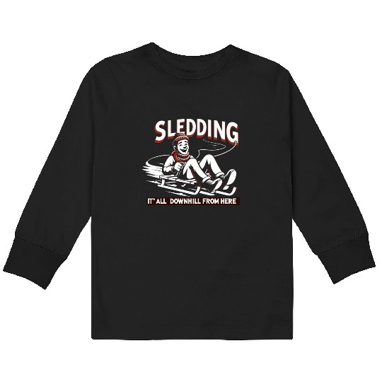 Sledding Snow Sled Winter Sport Winter Outdood Kids Long Sleeve T Shirts