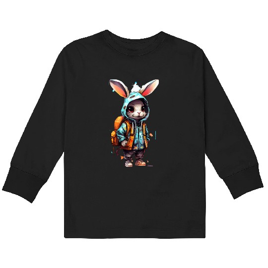 Cute Rabbit Cartoon Kids Long Sleeve T Shirts