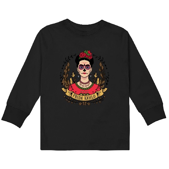Frida Kahlo Day of the Dead Kids Long Sleeve T Shirts