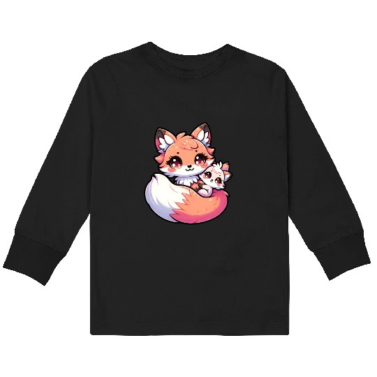 Proud Mother Fox With Her Fox Cub for Mother's Day Kids Long Sleeve T Shirts