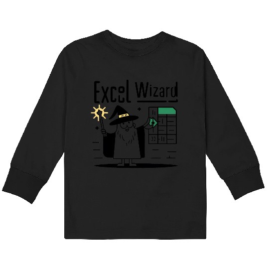 excel wizard funny accountant bookkeepers gift Kids Long Sleeve T Shirts