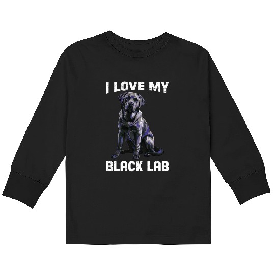 Labrador Lover I LOVE MY BLACK LAB Black Kids Long Sleeve T Shirts