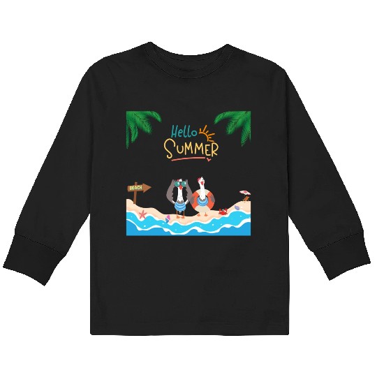 beach lobster Kids Long Sleeve T Shirts