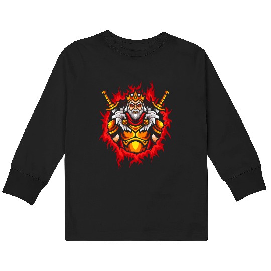 Monarch With Halftone Fire Background Kids Long Sleeve T Shirts
