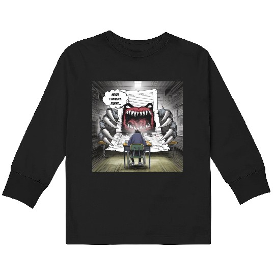 Test Anxiety Student vs Exam Monster Exam Struggle Kids Long Sleeve T Shirts
