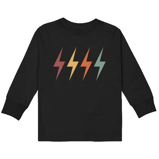 retro vintage colourful lightning Bolt Kids Long Sleeve T Shirts