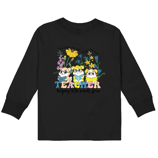 Wildflower Teacher Kids Long Sleeve T Shirts, Groovy Hamster Educator