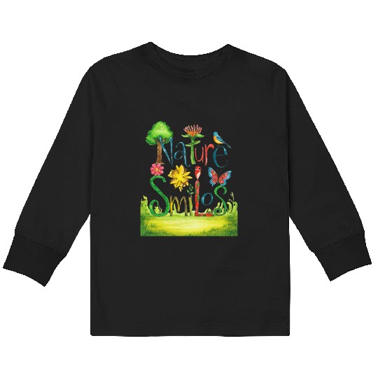 Nature Smiles - Spring Season Kids Long Sleeve T Shirts