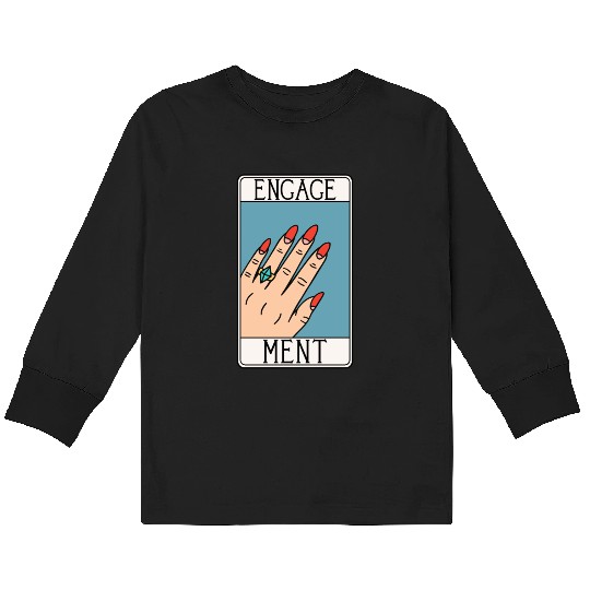 Engagement - Engaged Tarot Card - Wedding Proposal Kids Long Sleeve T Shirts