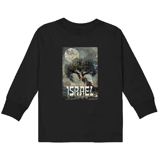 Israeli Scene with Olive Tree and the Kids Long Sleeve T Shirts